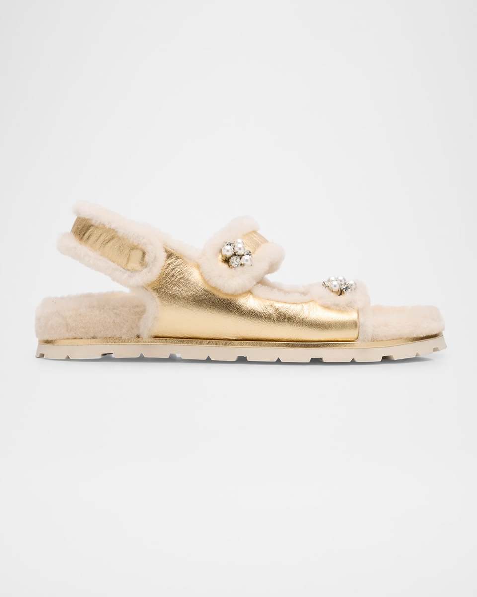 Wynter Metallic Shearling Sport Sandals